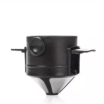 Кофейный фильтр, портативная воронка для кофе из нержавеющей стали, многоразовый заварник для чая, капельница для кофе, капельница для домашнего офиса, путешествий на открытом воздухе чёрный