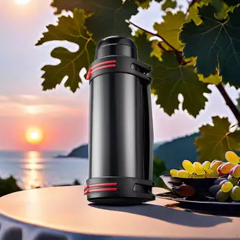 Кофейный графин, кувшин для воды, кружка, бутылка, изолированный чайник для кухни 1.6L_Black