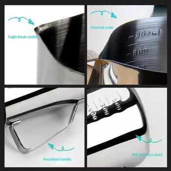 Кофейный латте из нержавеющей стали с мерной чашкой, емкостью для сгущенного молока, итальянской кофейной чашкой, вспенивателем молока