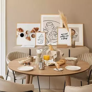 Кофейный послеобеденный чай хлеб постеры принты холст картины линия чашка кофе скандинавские настенные художественные картины для гостиной кухни декор 21X30cm No Frame