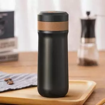 Кофейный пресс из нержавеющей стали 304, французский пресс, вакуумная изоляция, переносные герметичные чашки для чая, дорожные офисные принадлежности, подарки чёрный