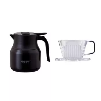 Кофейный сервер Atlas Cafe Link объемом 650 мл, набор для 1-2 чашек, настольный термос с трапециевидной формой и прямым капельным механизмом, черный ACS-605BK-ACD-101set