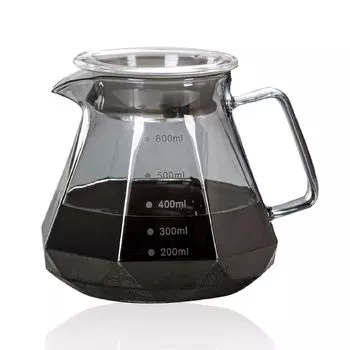 Кофейный сервиз ESTVLB, термостойкое стекло, 600 мл, со шкалой, на 2–4 персоны, приспособление для подачи капель кофе