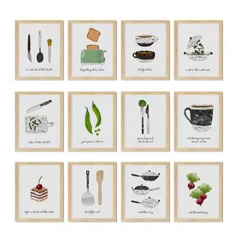 Кофейный торт Еда Скандинавский холст Арт Печать Плакат Кухонная утварь Живопись Ресторан Декоративные картины для гостиной и столовой 21*30cm No Frame