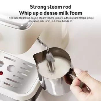 Кофемашина для приготовления эспрессо из нержавеющей стали с капучинатором и паровой трубкой, полуавтоматическая машина для приготовления капучино и латте белый