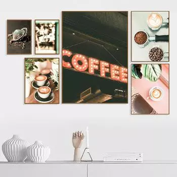 Кофемашина капучино, фото постеры и принты для эспрессо, картина на холсте, кафе, магазин, кухонный декор, настенные художественные фотографии, подарки 21X30cm No Frame