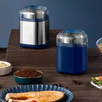 Кофемолка 1 шт. Бытовая электрическая мельница для измельчения зерен и злаков, многофункциональная из нержавеющей стали