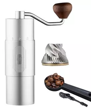 Кофемолка для помола кофе вручную, ступка из нержавеющей стали, видимая шкала регулировки размера частиц, высокоточный размер частиц, экономия труда