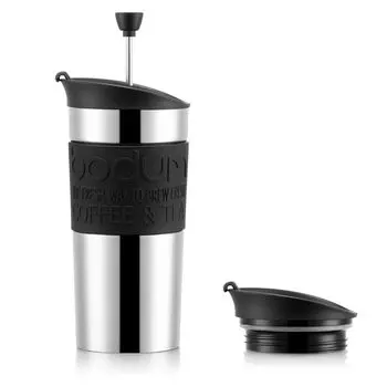 Кофеварка BODUM Coffee Press TRAVEL PRESS SET Портативная кофеварка 350 мл Черная нержавеющая сталь Двойная структура Термопогружной тип Французский чёрный
