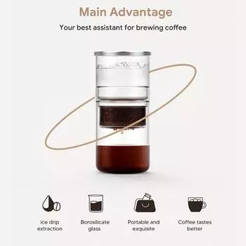Кофеварка для холодного заваривания кофе объемом 300 мл для приготовления чая и кофе из боросиликатного стекла, кофеварка для заваривания холодного кофе для домашнего офиса