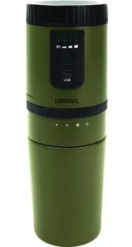 Кофеварка Estale, электрическая, на одну порцию, для кемпинга и отдыха на природе, напиток Cafravel в оливково-зеленом цвете «все в одном» (Молотые зерна, капельный, один) МЕК-А107ОГ