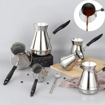 Кофеварка Moka из нержавеющей стали с длинной ручкой Европейский кофейный чайник Маслотопка Кофейная утварь Турка Кофейник Кухонные принадлежности