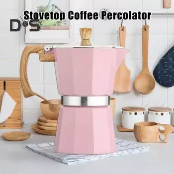 Кофеварка Moka Pot Espresso, простая в очистке, кофеварка для плиты, алюминиевый итальянский дизайн, кубинская кофеварка для насыщенного вкуса 150ML чёрный