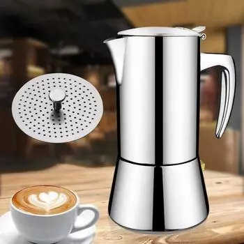 Кофеварка Moka Pot из нержавеющей стали 304 объемом 200 мл/300 мл, портативная кофеварка для кухни, кофеварка, чайник для питья, домашняя походная кофейная утварь