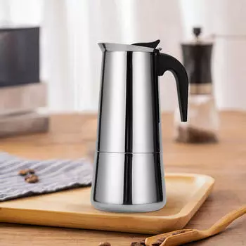 Кофеварка на плите из нержавеющей стали для офиса, кемпинга на открытом воздухе