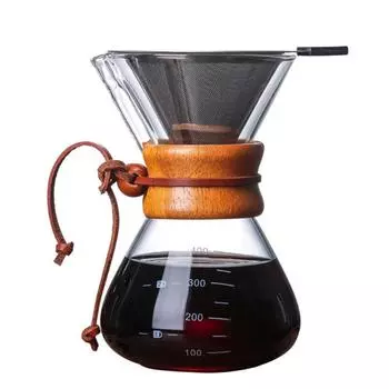Кофеварка Pour Over, кофейная чашка с сеткой из нержавеющей стали, V-образный носик, нагрев