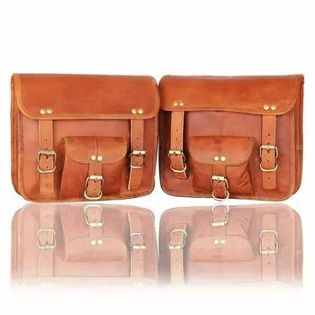 Кофры ручной работы Велосипедный чехол для мотоцикла Винтажные кожаные 2 боковые сумки Корзины 11X9X5 коричневый