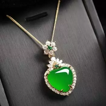 Kofsac Новый Зеленый Кристалл Сердце Любви Подвеска 925 Серебряные Ювелирные Изделия Ожерелья Для Женщин Изысканный Цирконий Цветок Модный Подарок 45cm