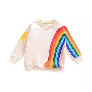 Кофты для маленьких девочек, осенние рубашки для детей, детские топы с длинными рукавами, радужное солнце, верхняя одежда для малышей, одежда 110