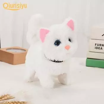 Когнитивные способности, интерактивные способности, лай, ходьба, электрические плюшевые игрушки для кошек белый