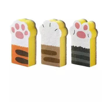 Коготь 3 шт Кошачья губка для мытья посуды Утолщенная кухонная щетка для мытья кастрюль и посуды Чистящий блок