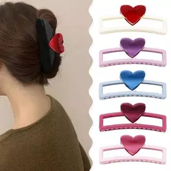 Коготь для волос, пластиковая заколка для волос в форме прямоугольника, в форме сердца, коготь для волос на затылке, повседневная одежда для вечеринок, аксессуары для волос кремовый