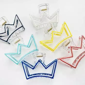 Коготь для волос, полые перекрещивающиеся зубы, пластиковая мультяшная форма короны, женские головные уборы для волос чёрный