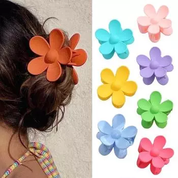 Коготь для волос в форме цветка, нескользящий дизайн, заколка для волос на затылке, пластиковый зажим для волос ярких цветов, аксессуар для волос розы красного