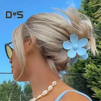 Коготь для волос в форме цветка, нескользящий дизайн, заколка для волос на затылке, пластиковый зажим для волос ярких цветов, аксессуар для волос розы красного