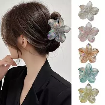 Коготь для волос в форме цветка, яркий цвет, противоскользящая заколка для волос с зубами, акула, душ, коготь для волос, заколка для волос на затылке, аксессуар для волос розовый