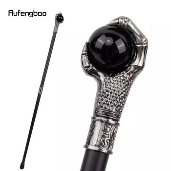 Коготь Дракона, темно-черный стеклянный шар, серебряная трость, модная декоративная трость, ручка для трости для косплея, 93 см чёрный