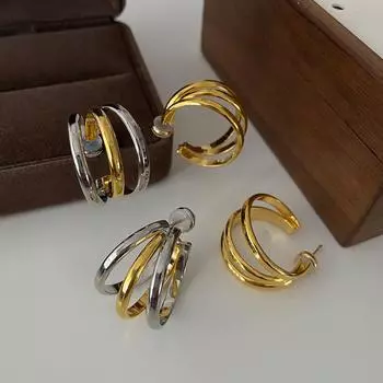 Коготь, Металлический дизайн с тремя кругами, контрастный цвет, Атмосферный High-End, Легкая роскошь, Холодный ветер, Уникальный золотой