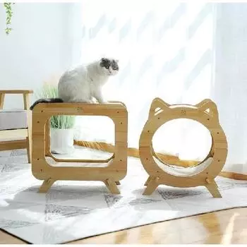 Когтеточка для больших кошек Домик для когтеточки для кошек из гофрированного картона с отверстием Большой шезлонг для когтеточек Диван-кровать для домашних кошек в качестве мебели TV round