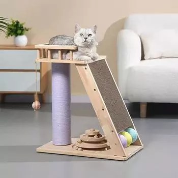 Когтеточка для домашних кошек, облако, мягкая жердочка для отдыха, когтеточка из натурального сизаля, интерактивные игрушки для ухода за кошками, шариковая дорожка 52*32*60cm фиолетовый