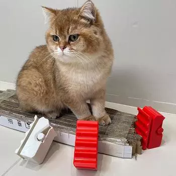 Когтеточка для кошек, 3D-печатный инструмент для полосок картона, ручной скользящий резак в форме кошки красный