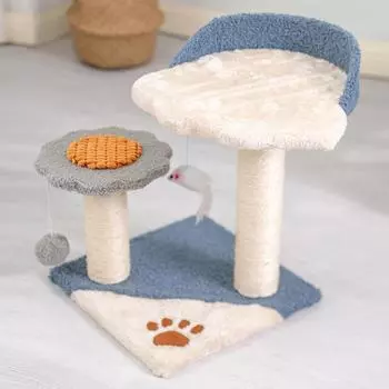 Когтеточка для кошек Дерево с сизалем Когтеточка для кошек Башня для кошек Платформа для активности кошек Мебель с подвесными игрушками для котят и маленьких кошек зелёный