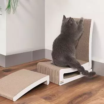 Когтеточка для кошек Г-образная картонная когтеточка 3 в 1 Пригодная для вторичной переработки гофрированная кошачья когтеточка с несколькими режимами сборки для домашних кошек 44x25x16cm