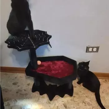 Когтеточка для кошек, готическое кошачье дерево с кроватью-гробом, когтеточки, платформа для прыжков, товары для животных на Хэллоуин