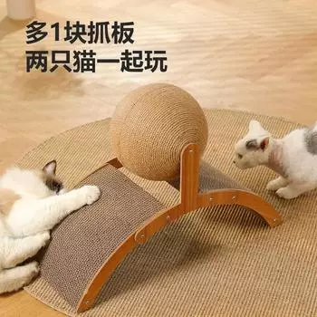 Когтеточка для кошек, игрушка для кошек, деревянный мяч для захвата кошек, шлифовальный коготь, обмотанный вручную меч, пеньковая веревка, скалодром для кошек, товары для животных