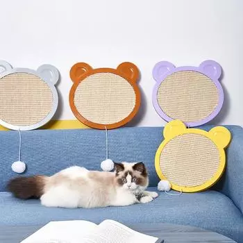 Когтеточка для кошек из сизальовой ткани Когтеточка для кошек на стену Когтеточка для кошек для домашних кошек Когтеточка для кошек для стены, пола, двери 29x29x2cm жёлтый