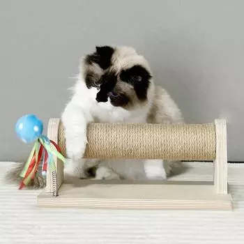 Когтеточка для кошек, когтеточка для кошек, натуральное дерево с сизалем, шлифовальные когти для кошек, забавная игрушка для кошек, играющих в скалолазание 32x16x14cm бежевый