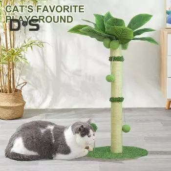 Когтеточка для кошек Кокосовая пальма Когтеточка с интерактивной игрушкой-мячом для домашних кошек Инструмент для самостоятельного ухода из сизаля A