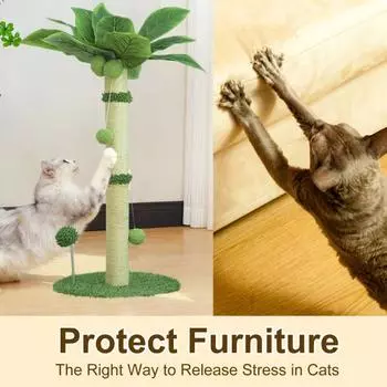 Когтеточка для кошек Кокосовая пальма Когтеточка с интерактивной игрушкой-мячом для помещений
