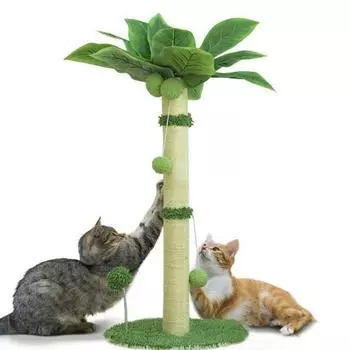 Когтеточка для кошек Кокосовая пальма Когтеточка с интерактивной игрушкой-мячом для домашних кошек Сизаль