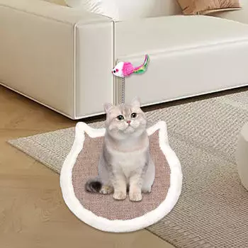 Когтеточка для кошек, коврик для шлифования когтей с тизером, игрушечная мебель, защита для дивана, прочный пол Fish Shaped