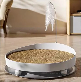 Когтеточка для кошек, круглая картонная кровать для кошек, когтеточка для кошек в помещении, защита мебели для кошачьего дивана с обучающей игрушкой S