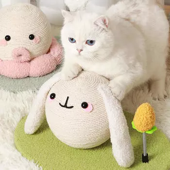 Когтеточка для кошек, мячик-когтеточка, шлифовка когтей, износостойкая, интерактивная, с пружиной S