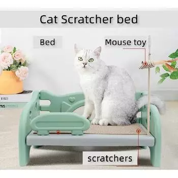 Когтеточка для кошек, пластиковая кровать для кошек, диван-кровать с когтеточками, диван для кошек для сна, кровать для домашних животных, тизер для кошек серый