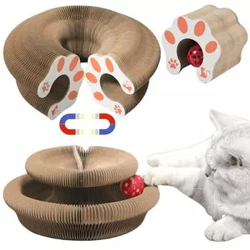 Когтеточка для кошек, раздвижная игрушка-колокольчик, кошачья когтеточка, кошачья рама, гофрированная бумага, самоклеящаяся, высокопрочная, кошачье гнездо