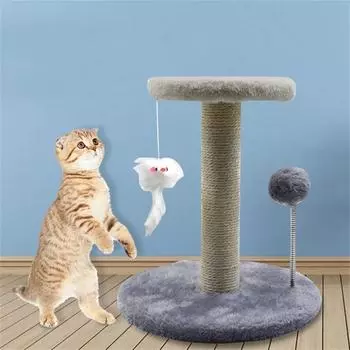 Когтеточка для кошек с подвесными игрушками для домашних маленьких кошек, палка для лазания котят для игрового отдыха One Size